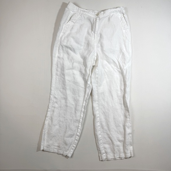 L.L. Bean Pants - L.L.‎ Bean White Linen Classic Fit Pants Size 10 Women’s Summer Minimalist